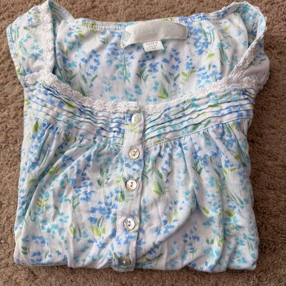 Eileen West Nightgown Womens M Blue Ballet Sleeveless Floral Daisy Midi Granny - Picture 1 of 10
